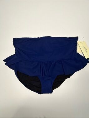 Profile by Gottex ruffled high-waist bikini bottoms Navy Blue Tummy Control